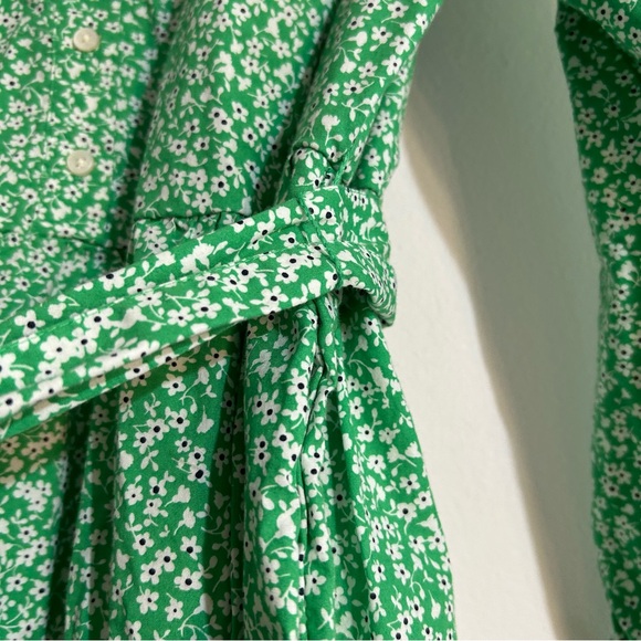 J. Crew Factory Printed Tie Waist Shirt Mini Dress Size Large Daisy Floral - Picture 4 of 13